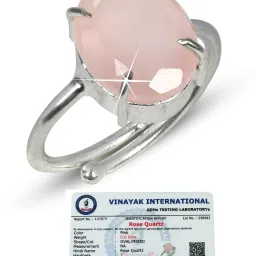 Certified Natural Rose Quartz Gemstone Adjustable Ring for Unisex Crystal Quartz Ring-image-24