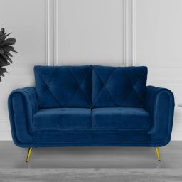 casacraft from pepperfry Atlantis Velvet 2 Seater Sofa in Royal Blue Colour-picture-38