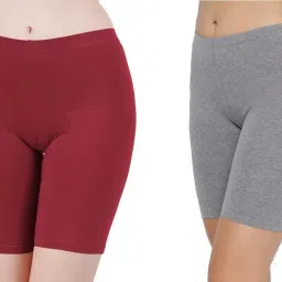 Pack of 2 Solid Women Multicolor Cycling Shorts-12