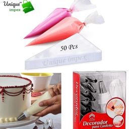 50 Pcs Disposable Piping Bag 12 Piece Steel Nozzles Cake Decorating Set Frosting Icing Piping Bag Tips With 1 Washable & Reusable piping bag & coupler Disposable Piping Bag-image-18