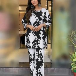 Women Viscose Rayon Kurta Palazzo Set-image-3