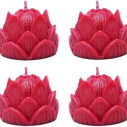 Red Lotus shaped Scented soy wax candles Candle-image-3