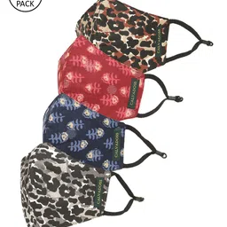 Calvadoss Men Pack Of 4 Assorted 3-Ply Reusable Cotton Cloth Masks-image-19