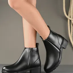 Smart Casual Mid-Top Heel Trendy Zip Chelsea Partywear Boots For Women-picture-11