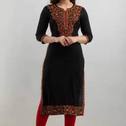 Women Embroidered Viscose Rayon A-line Kurta-image-91