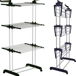 Steel Floor Cloth Dryer Stand Stainless Steel Cloth Drying Stand A1 (Mid Black)-picture-19