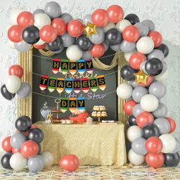 Solid Happy Teachers Day Decorations Combo Set Balloon Bouquet-15