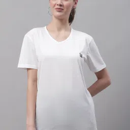 Women Self Design Round Neck Pure Cotton White T-Shirt-picture-11