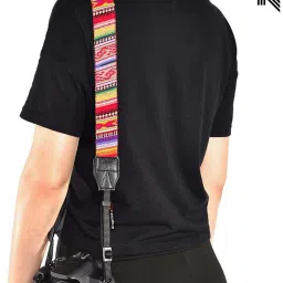 KRAPTICK Wolven Pattern Canvas Camera Neck Shoulder Strap Belt Compatible with All DSLR/SLR (Red Stripe Pattern) Strap image 5