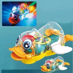 3D Gear Transparent Duck Toy with Sound and Colorful Lights-5