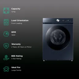 SAMSUNG 12 kg 5 Star Wi-Fi Inverter Fully Automatic Front Load Washing Machine (WW12DB8B54GSTL, AI Control, Navy) image 2