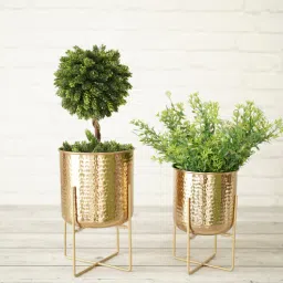 behoma Hammered Decoratives (Set of 2) Gold Metal Desk Pots-picture-15