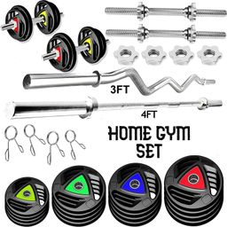 ymd 30 kg Premium Rubber Plates (2.5KGx4 Plate 5KGx4 Plate) 3FT Curl 4FT Straight 28MM Rod Home Gym Combo-picture-3