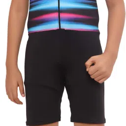Polyester Lycra Versatile Swimwear, 4-Way Stretch, Non-Fadeable Print Printed Men Swim-dress Black Swimsuit-image-3
