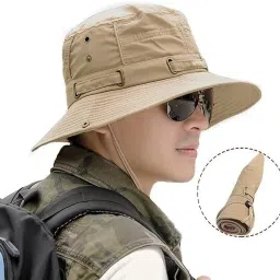 AlexVyan Casual Beach Hat SunVisor Hat for Gents UV Protection Wide Brim Summer Hat Cap-image-40