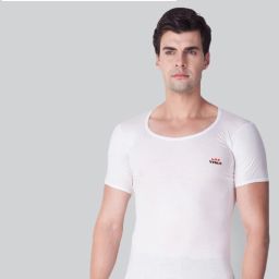 lux white cotton half sleeve vest Men Vest-image-91