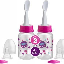 Gentle 2 in 1 Baby Feeding Bottle with Plastic Feeder Spoon. 2 Pack 4M+ - 125 ml-image-78