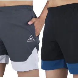 Pack of 2 Solid, Color Block Men Multicolor, Grey Gym Shorts, Sports Shorts-picture-14