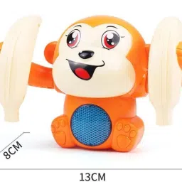 galactic Dancing and Spinning Rolling Jumping Monkey Toy Voice Control Doll Tumble Orangutan Banana Monkey with Musical Flash Light and Sound Effects and Sensor Mix Colors (Multicolor, Pack of: 1) image 2