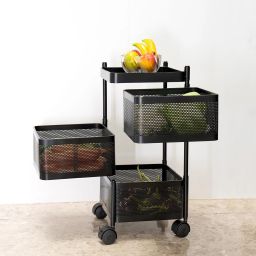 Kitchen Trolley Storage Rack Square Design Fruits & Vegetable Onion Cutlery,Jars Iron Kitchen Trolley-image-32