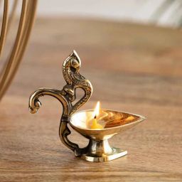 Peacock Gold Brass Table Diya-image-4