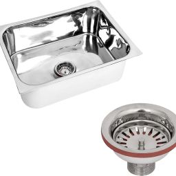 Kitchen Sink 24X18X9 Inches Glossy Finish Stainless Steel Sink Kitchen Accessories, Stainless Steel Single Bowl Kitchen Sink with SS Coupling Vessel Sink-image-58