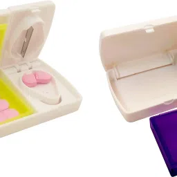 2pc Mini Pocket Medicine Tablet Box Storage with Pill Cutter (Pack of 2) Manual Pill Cutter-image-24