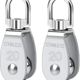 2 PCS M20 Single Pulley Block, 304 Stainless Steel Single Pulley Climbing Pulley Climbing Pulley-10