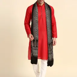 Pure Silk Printed Black Men Dupatta-image-23