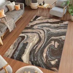 saraswati global Brown Abstract Wool And Viscose 8X10 Hand-Tufted Carpet-picture-23