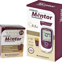 Mentor Digital Glucose Blood Sugar testing Monitor Machine with 25 Strips - Glucometer-17