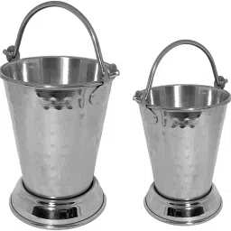 Stainless Steel Bucket / Balti for Serving Daal ,Dishes Pack of 2 Gravy Bucket Serving Set-10