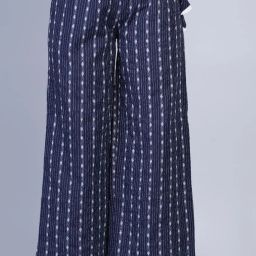 Women Regular Fit Blue Cotton Blend Trousers-image-90