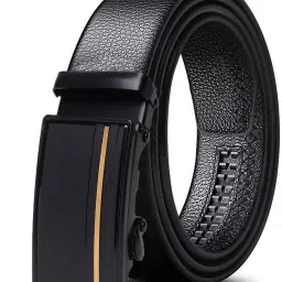 Men Black Artificial Leather Belt-image-0