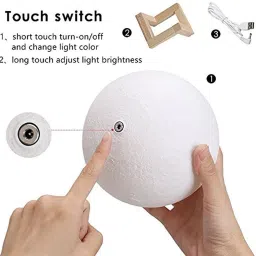 Connectwide Robotics 3D Moon Lamp India/Moon Shaped Lamp/Led Moon Lamp/Lunar Moonlight Lamp - 16 Colors Table Lamp image 2