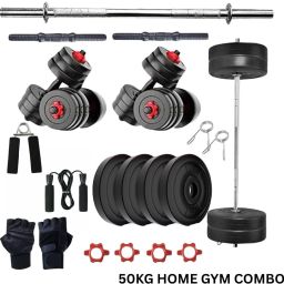 50 kg 50KG PVC Gym Kit – Straight Rod & Dumbbells for Home Workout Home Gym Combo-image-97