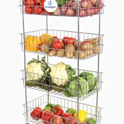 Stainless Steel Fruit and Vegetable Storage Rack Multipurpose Baskets Kitchen Stainless Steel Kitchen Trolley-image-66