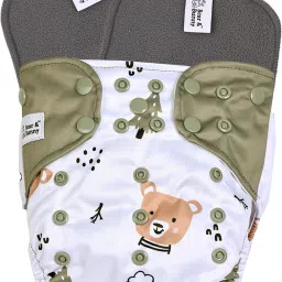 bear & bunny Washable Reusable Cloth Diaper,Free Size|for Kids 0-3 Yrs|1 Diaper & 2 insert image 1