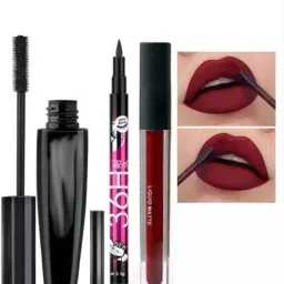 WATERPROOF EYELINER MASCARA WITH LIQUID MATTE LIPSTICK-16