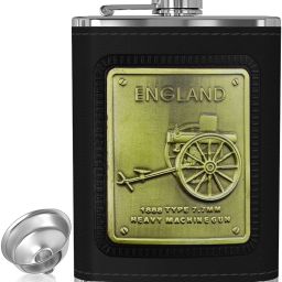 Black England Leather Coated 1150 Stainless Steel Hip Flask With 1 Cigar And 2 Small Glasses With Funnel - Wine Whisky Alcohol Drinks Stainless Steel Hip Flask-image-23