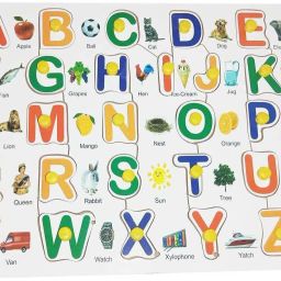 Wooden Capital Alphabet with Picture Puzzle With Nob for kids (Size 300x300mm)-16