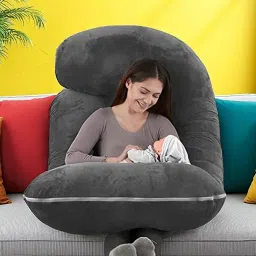 J Shaped Microfibre Solid Pregnancy Pillow Pack of 1-image-86