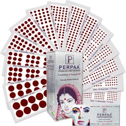 Premium Velvet Kumkum Dark Maroon Bindi Box of 15 Flaps with Different Size Pottu for Women,Ladies, Girls Maroon Bindis-0