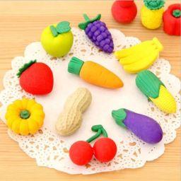 3 Packs Vegetable and Fruit Erasers for Kids School Boys Girls Pack of 12 Non-Toxic Eraser-image-1