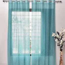 213.36 cm (7 ft) Net, Tissue Semi Transparent Door Curtain (Pack Of 2)-image-97