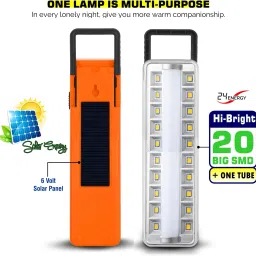 High Quality 20 LED + 20 Led Tube Chargeable Light with Solar, Electric Orange Plastic Table Lantern-6