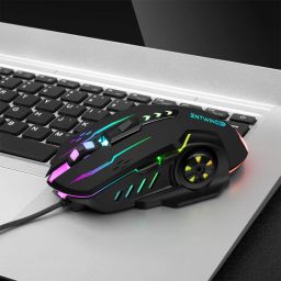 ENTWINO Mouse, Laptop Mouse, Computer Mouse, Wired USB Mouse, 6 buttons Optical Mouse With RGB Lights Wired Ambidextrous Optical Mouse image 3