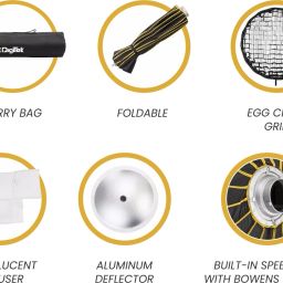 DIGITEK Beauty Dish Softbox DBDS-85, Collapsible Lightweight Bowen Mount with Diffuser Silver Reflector Umbrella image 5