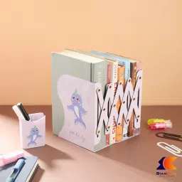 stancray Cartoon print file, book, and pen stand designed to keep your desk Metal Semi-Open Book Shelf image 5