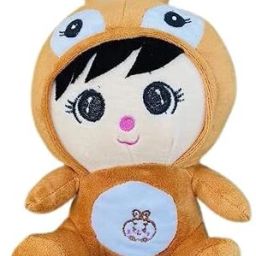 Soft Plush Boy Doll with Bunny Cap Huggable Brown Cuddly Toy for Kids 25CM - 25 cm-image-50